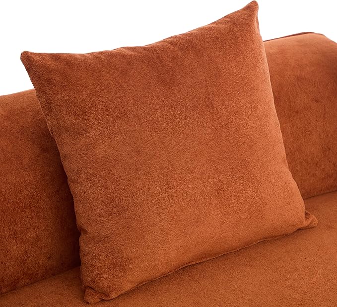 Christopher Knight Home Braebt 126" Modular Sofa with 4 Throw Pillows, Curved 5-Seater Large Sofa Couches, Comfy Upholstered Sectional Cloud Couch for Living Room, No Assembly Required, Dark Orange
