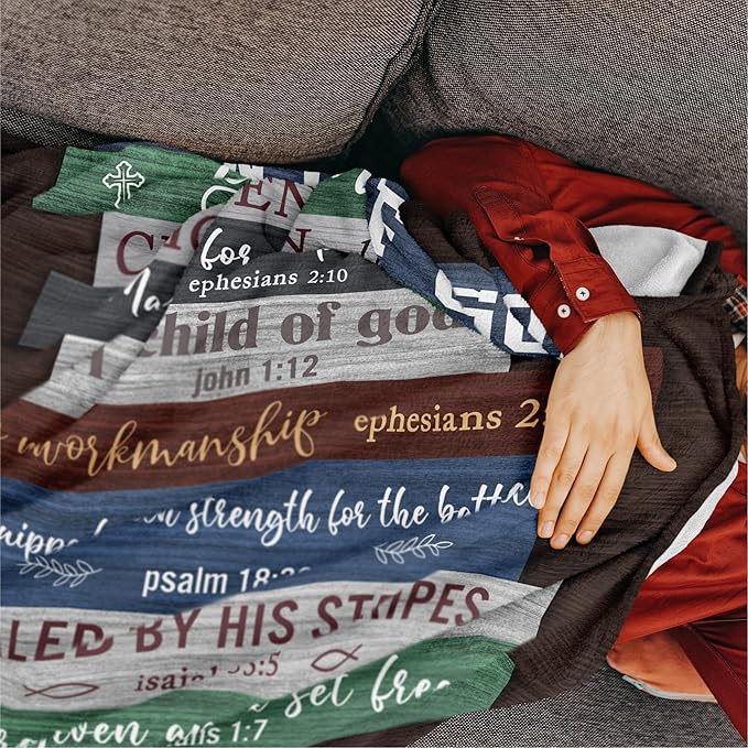 Christian Gifts for Men, Christian Gift Blanket 60"x50", Religious Gifts for Men, Bible Gifts, Catholic Gifts, Spiritual Inspirational Baptism Gifts, Encouragement Birthday Gift for Man of God