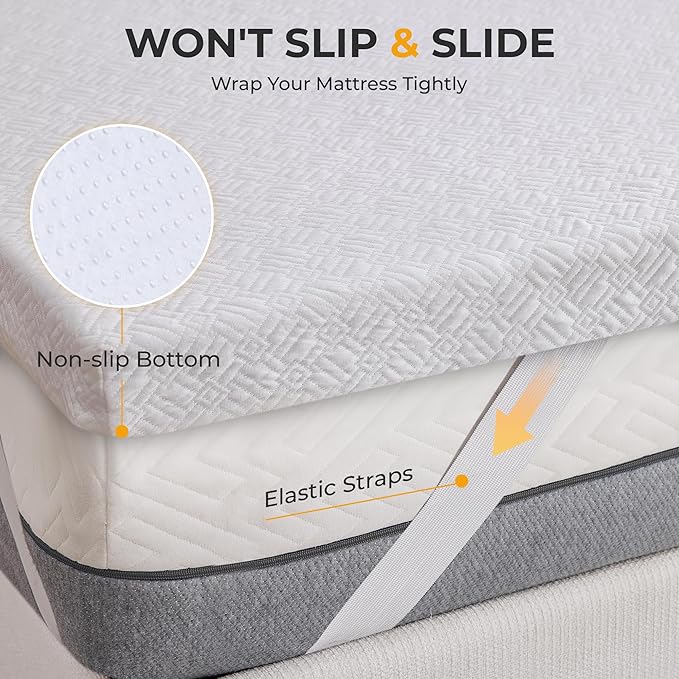 BDEUS 3 Inch Memory Foam Mattress Topper Twin XL Size for College Dorm Room, Soft Mattress Pad for Back Pain Relief, Bed Topper with White Cover, CertiPUR-US Certified