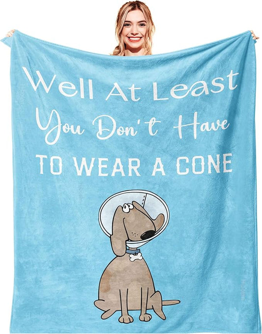 Get Well Gifts for Women/Men After Surgery, Sympathy Gift, Feel Better/Get Well Soon Gifts for Women, Surgery Recovery Gift for Men, at Least You Dont Have to Wear A Cone Blanket 50"x60"