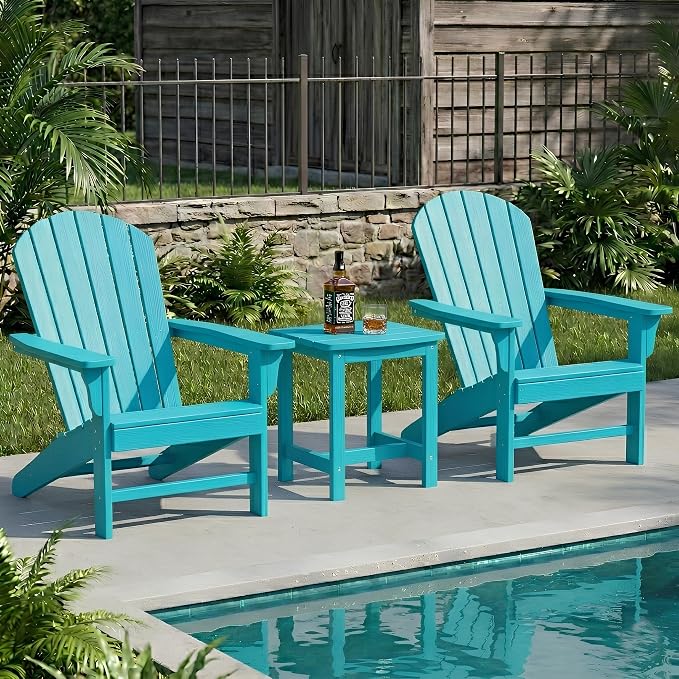 Y&M Outdoor Side Table, HIPS Adirondack Small Single Table, Waterproof Square Outside Table, Balcony Modern End Tables for Patio, Pool, Beach, Porch, Deck, Indoor or Outdoor Use, Aruba Blue - Image 4