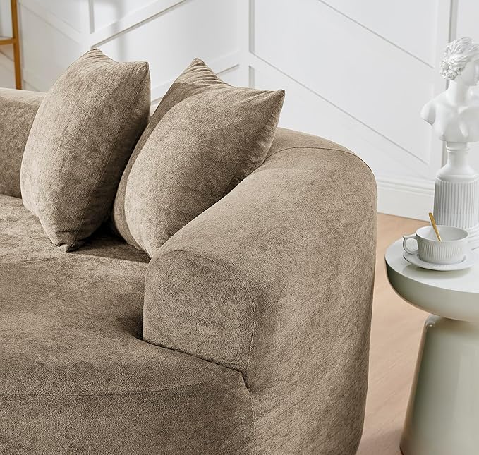 Curved Boneless Sofa Couches 4-Seat Tight Backrest Couch for Living Room Bedroom, Boneless Cloud Sofa with 4 Pillows, Floor Sofa in A Box No Assembly Required