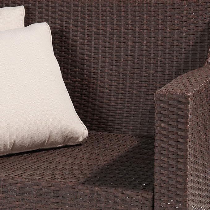 Jeco W00608-B Caoimhe 4 PC Espresso Resin Wicker Conversation Set with in Cushion, OneSize