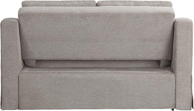 Serta Hawthorne 66.1" Slipcovered Convertible Sleeper Loveseat, Full Size, Dreamcoil Comfort, FingerGuard Pinch Point Protection, Polyester Tweed Fabric, Flax