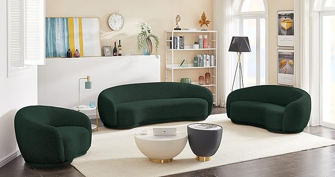 Meridian Furniture 693Green-S Hyde Collection Modern | Contemporary Boucle Fabric Upholstered Sofa, Green, 89.5" W x 38" D x 28" H