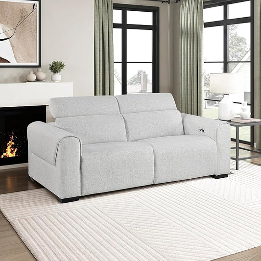 Lexicon Power Reclining Sectional Couches for Living Room-Modular Sectional Sofa, Wall Hugger, 2 Recliner Seats, Power Headrests, Charging Ports, 2 Seater Couch, Chenille Cloud