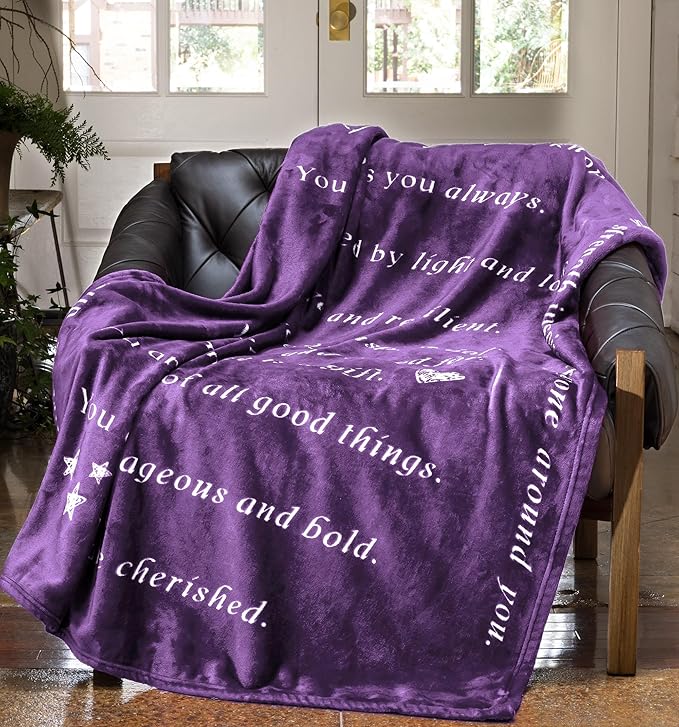 Compassion Blanket (Brand)- Strength Courage Super Soft Warm Hugs, Get Well Gift Blanket Plush Healing Thoughts Positive Energy Love & Hope (Purple, 50 x 60 Fleece)