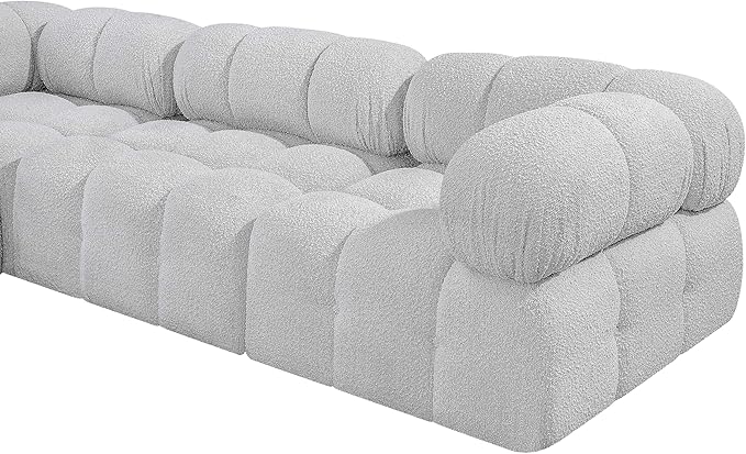Meridian Furniture 611Grey-S102A Ames Collection Modern | Contemporary Modular Sofa with Rich Grey Boucle Fabric, Modular to Create Infinite Configurations, 102" W x 34" D x 28" H, Grey