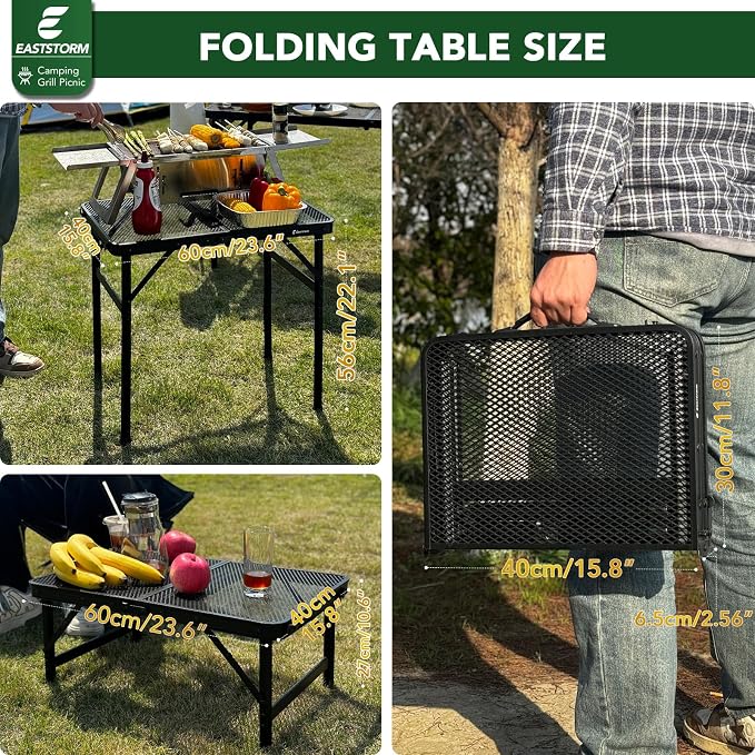 E EASTSTORM Folding Picnic Table for Grill Outdoor Camping Table with Portable Mesh Bag, Compact & Foldable for Easy Storage - Great for Picnic, Garden, Patio, Dining, BBQ, Party, Market 2Ft - Image 4