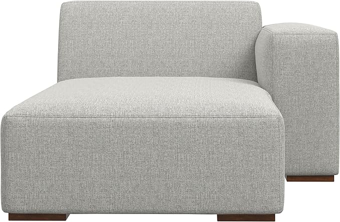 SIMPLIHOME Rex Right Chaise Sofa Module in 100% Recycled Polyester Tightly Woven Performance Fabric, Pale Grey, 44-inches W x 69.5-inches D, Handcrafted Modern-Style Right-Arm Chaise Lounge Chair
