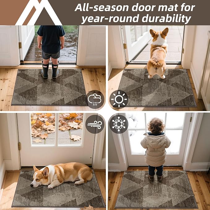 COSY HOMEER Entryway Rugs Doormat 20"x32", Non-Slip Absorbent Polyester, Washable Rugs for Front Door, Dirty Paws & High Traffic Areas, Brown - Image 8