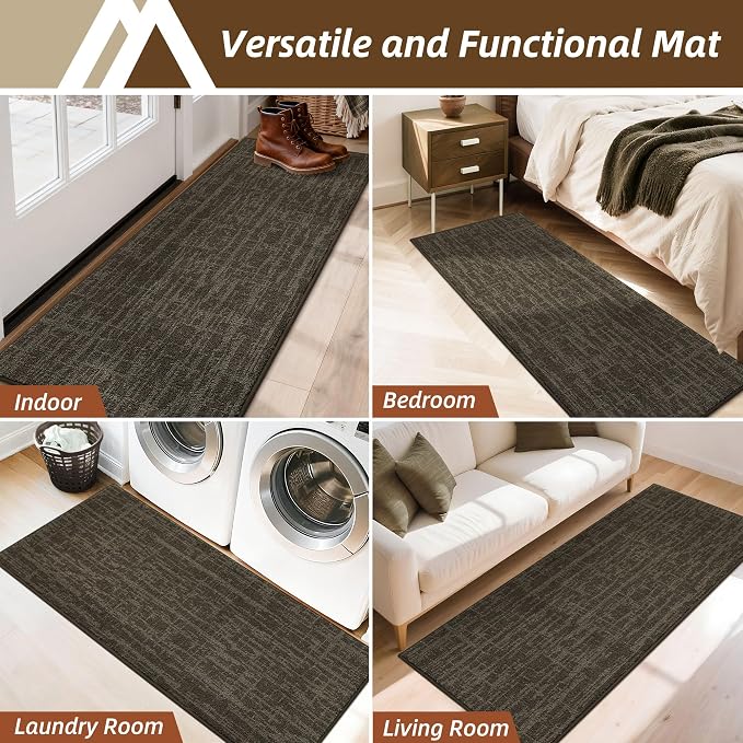 COSY HOMEER Door Mat 20" x 48" Non-Slip Washable Entryway Rug,Dirt Trapper Door Mat Indoor Entrance,Stain Resistant Absorbent Welcome Mats for Front Back Doormats and Wet Shoes,Brown - Image 6