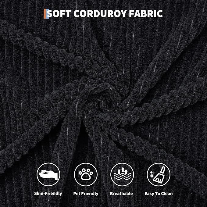 IDEALHOUSE 4 in 1 Convertible Sleeper Sofa Bed Couch, 79 Inch Boneless Corduroy Floor Couch with Pillows, No Assembly, Modern Deep Seat Sofa Futon Mattress for Living Room,Apartment,Black