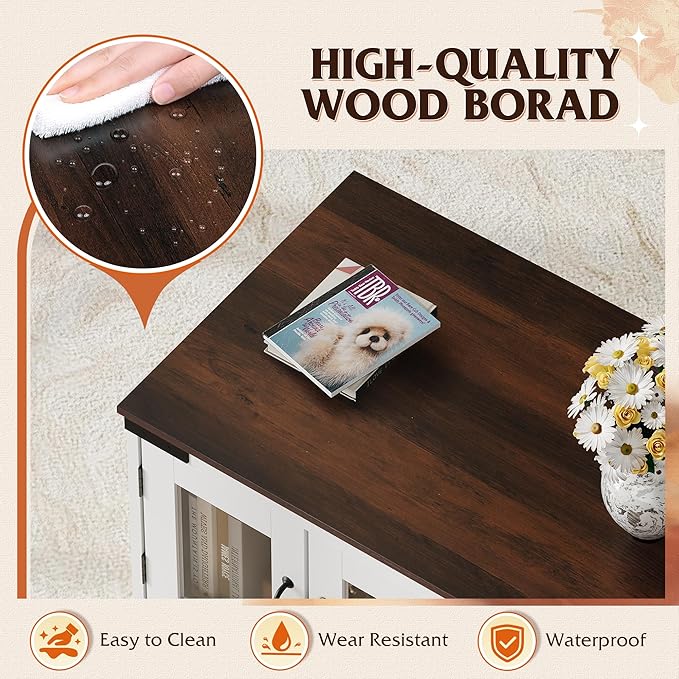 WLIVE Coffee Table with Storage, 2-in-1 Modern Center Table Cat House Furniture with Cat Teaser for Living Room, Home, White