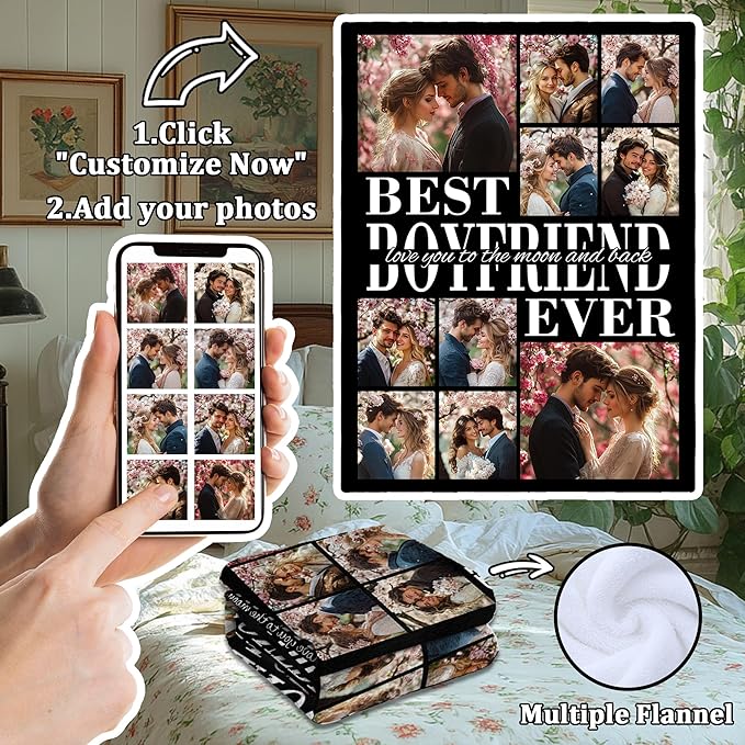Custom Sister Blanket with Photos, Custom Best Friend Birthday Gifts, Personalized Besties Blanket, Customized Friendship Gifts for Women Friends, Best Soul Sister Gifts