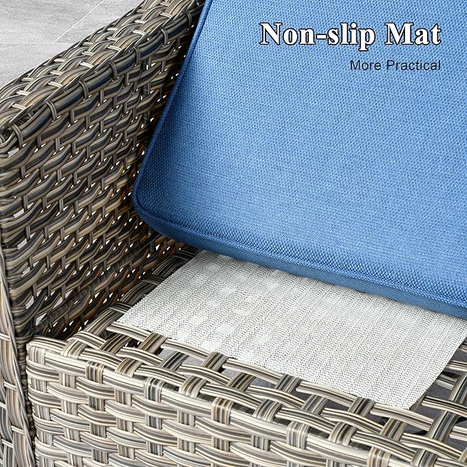 Patio Conversation Set,5 Pieces Wicker Patio Furnitures with Swivel Chair and Coffee Table,All Weather Patio Furniture Set for Garden,Backyard,Poolside(Sapphire Blue)