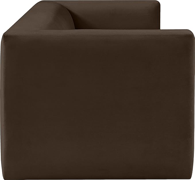 Meridian Furniture 665Brown-S Henson Collection Modern | Contemporary Velvet Upholstered Sofa with Rich Brown Velvet, Solid Wood Frame, 89.5" W x 34.5" D x 28" H, Brown