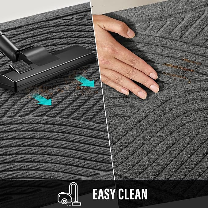 HIYARD Sturdy Front Door Mat, Absorbent Muddy Dirt Resist Welcome Door Mats Outdoor Indoor, Stain and Fade Resistant, Non-Slip Backing Entry Mat Low Profile Doormat for Entryway, 60×36, Grey - Image 7