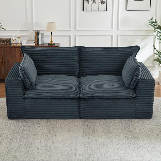 78.8" Cloud Loveseat Boneless Sofas for Living Room, 2 Seaters Modular Foam Cloud Sofa Couches, 2 Seat Compression Foam Couch with Headrests, No Assembly Required