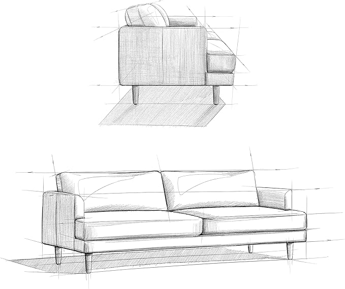 SIMPLIHOME Livingston Sofa - 90 inch Wide Top Grain Genuine Leather Sofa in Caramel Brown, Mid-Century Modern 3-Seater Couch for Living Room with Feather-Wrapped Cushions and Solid Wood Frame