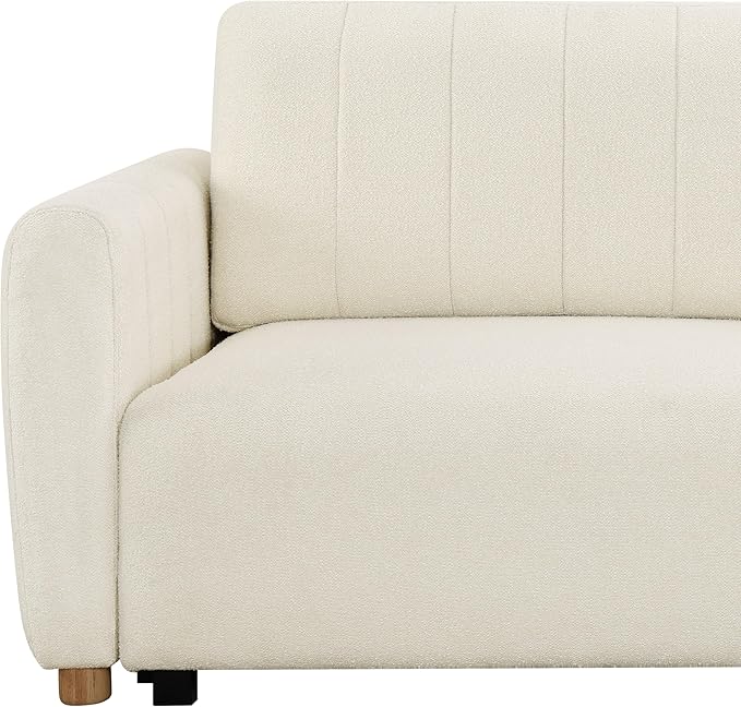 Serta Galway 91.7" Convertible Sleeper Sofa, Queen Size, Wall-Hugging Dreamglide Mechanism, Dreamcoil Comfort, Boucle Fabric, Ivory