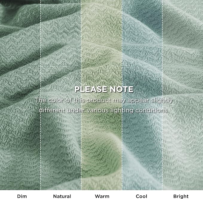 Bedsure GentleSoft 100% Cotton Blanket Full Size for Bed - Breathable and Lightweight, Soft Cozy Textured Herringbone Woven Blanket for Summer Spring, Sage Green, 80x90 inches