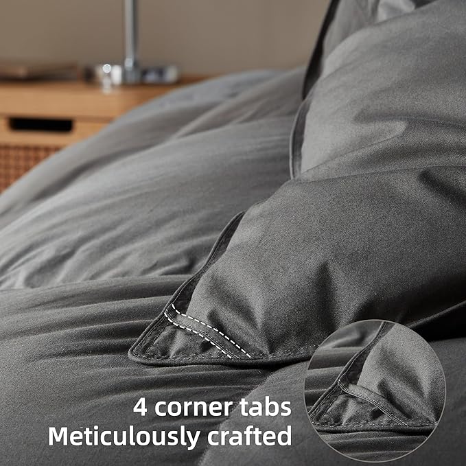 Goose Feather Down Fiber Comforter Twin Size,100% Organic Cotton Duvet Insert,All-Season Luxury Duvet Insert with Baffle Box Design, 750+Fill Power Hotel Collection Bedding Comforter