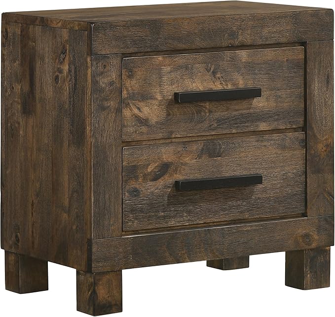 Coaster Home Furnishings Woodmont Farmhouse 4-Piece Bedroom Set Queen Size Storage Panel Bed Frame 54-inch Headboard Rustic Golden Brown 222631Q-S4