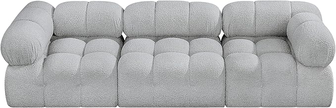 Meridian Furniture 611Grey-S102A Ames Collection Modern | Contemporary Modular Sofa with Rich Grey Boucle Fabric, Modular to Create Infinite Configurations, 102" W x 34" D x 28" H, Grey