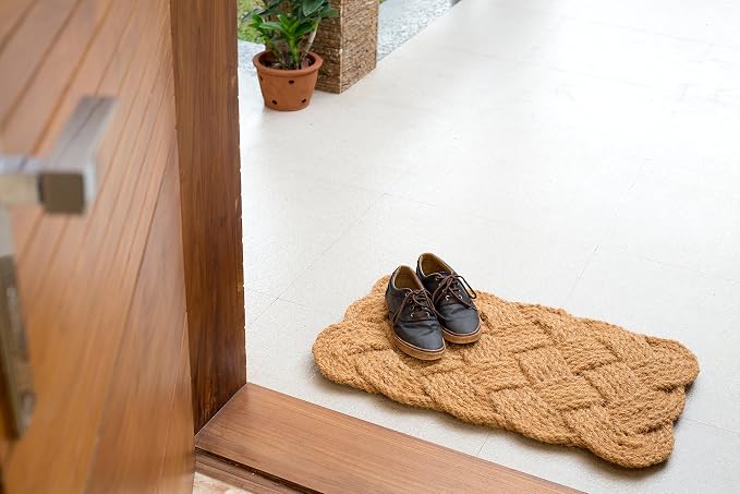 IRONGATE - Natural Jute Rope Woven Doormat - Set of 2-18x30-100% All Natural Fibers Nautical Mat - Classic Interwoven Rope Design Entryway Doormat - Image 7