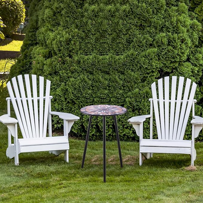 Party Zealot Metal Mosaic Round Side Tables Set of Two 13.4" Small Outdoor Patio Round Accent Coffee Tables Indoor Corner Stand for Small Spaces Weather-Resistant for Balcony Plant Stand - Image 8