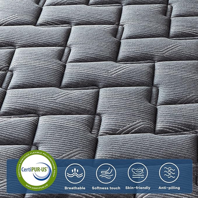 Queen Mattress 12inch - Hybrid Memory Foam Mattresses in a Box Individual Pocket Spring Motion Isolation Pressure Relief Medium Firm Comfortable Matress