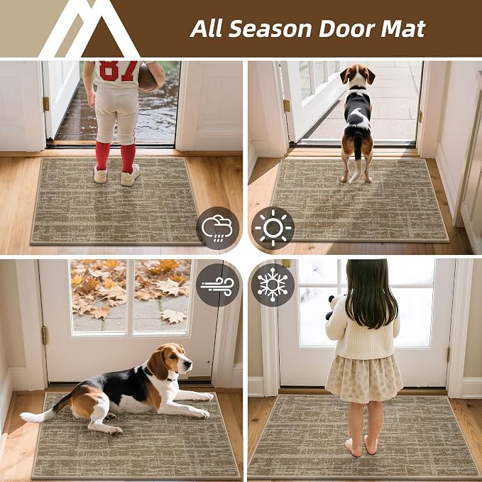 COSY HOMEER-Dirt-Trapper-Door-Mat 32"x48" Non-Slip Entryway Rugs Washable Welcome Mat Absorbent Entrance Mats Low Pile Dog Door Mats for Front Back Doomats and Wet Shoes,Taupe - Image 9