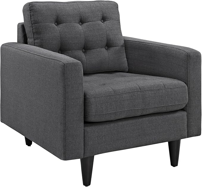 Modway EEI-1013-DOR Empress Mid-Century Modern Upholstered Fabric Armchair in Gray