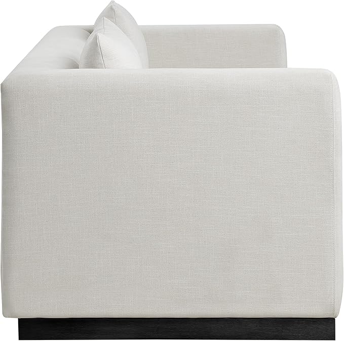 Meridian Furniture 642Beige-S Alfie Collection Modern | Contemporary Sofa with Rich Beige Linen Textured Fabric, Black Finish Solid Wood Base, 90.5" W x 36" D x 28.5" H, Beige