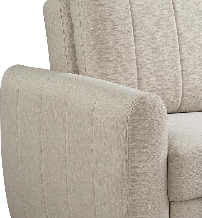 Serta Galway 66.5" Convertible Sleeper Loveseat, Full Size, Dreamcoil Comfort, FingerGuard Pinch Point Protection, Soft Woven Fabric, Beige