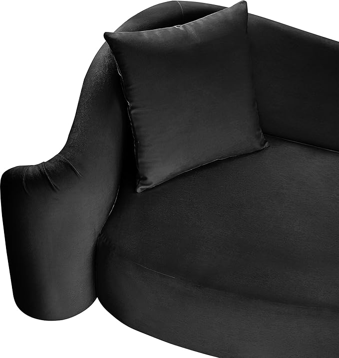 Meridian Furniture 44052Black-S Destin Collection Modern | Contemporary Sofa with Ultra Luxe Black 460 GSM Velvet, Rich Curves, 91" W x 34.5" D x 31" H, Black