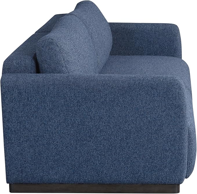 Serta® Vail 86" Convertible Sleeper Sofa, Queen Size, Wall-Hugging Dreamglide Mechanism, Dreamcoil Comfort, Boucle Fabric, Navy Blue