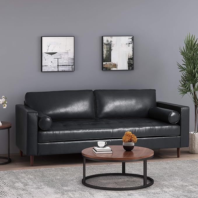 Christopher Knight Home Malinta Sofas, Midnight Black + Espresso