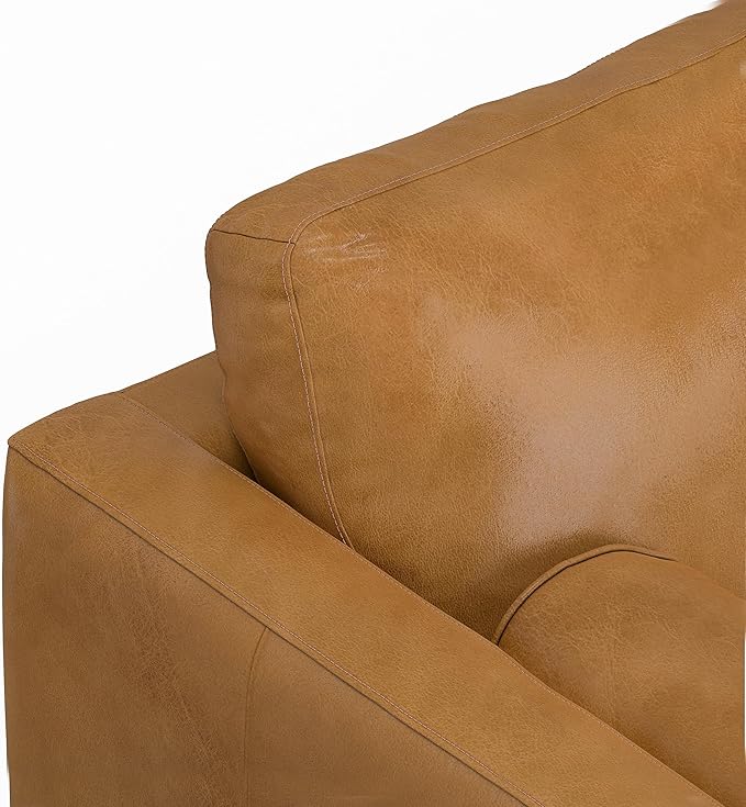SIMPLIHOME Morrison Right Sectional Sofa in Full-Grain Genuine Leather, Sienna, 102-inches Wide, L-Shaped Leather Couch with Right Chaise for the Living Room and Family Room