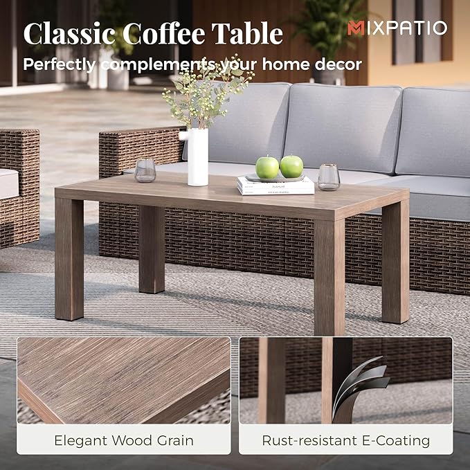 Patio Furniture Set, 4 Pieces Outdoor Furniture Sets, Wicker Rattan Conversation Sets with 2 Swivel Chairs and 47'' Coffee Table, High Back Outdoor Conversation Set Garden Backyard, Grey