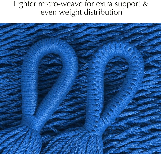 PNAEUT Handwoven Mayan Hammock, Thick Soft Rope Double Hammock for Outdoor Outside & Indoor, 600 lbs Capacity Heavy-Duty, Includes Tree Straps, Carabiners & Carrying Bag (Navy Caribe, X-Large) - Image 5