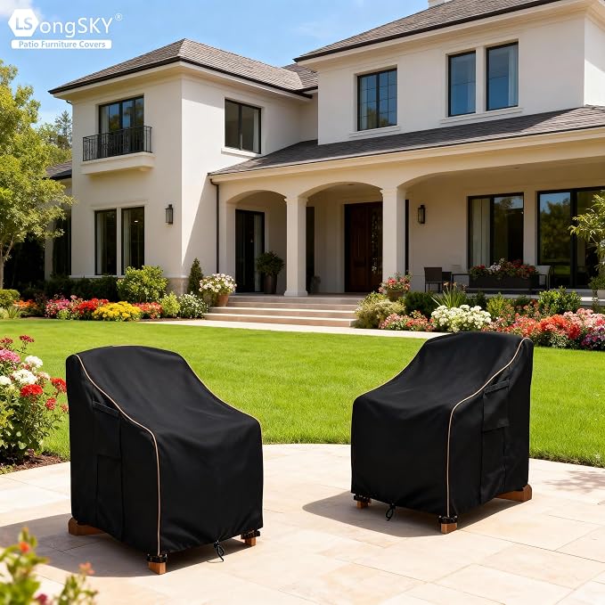 Adirondack Chair Covers 2 Pack,Waterproof Heavy Duty Outdoor Chair Covers,Adirondack Patio Chair Covers for Outdoor Furniture,(33W x 35 D x 36 H inches),Black - Image 5