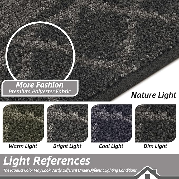 BEQHAUSE Door Mat Indoor Entrance Dirt Trapper Rugs for Entryway Non Slip Welcome Mat Absorbent Floor Mat Low Profile Washable Front Doormat for Dirty Paws, 36" x 60", Black - Image 6