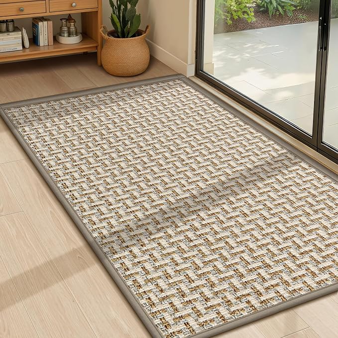 LEKEEPGO Door Mat Indoor Entrance 24"x36", Absorbent Indoor Door Mat, Non Slip Rubber Backing Inside Door Mats, Washable Floor Mat, Low-Profile Doormat for Front Door, Entryway, Entrance, Grey by LEKEEPGO