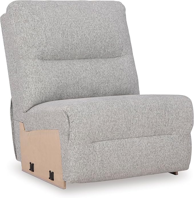 Signature Design by Ashley Acklen Place Modern U-Shaped Modular Stain-Resistant 6-Piece Power Reclining Sectional with Chaise, Adjustable Headrest, USB Charging Ports and Console, Light Gray
