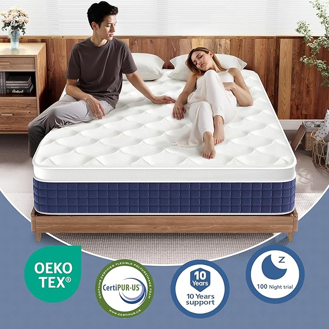 Susalt King Size Mattress in a Box - 12" King Memory Foam Hybrid Mattress, Medium Firm, Fiberglass Free, Edge Support, Motion Isolation, Pressure Relief, CertiPUR-US
