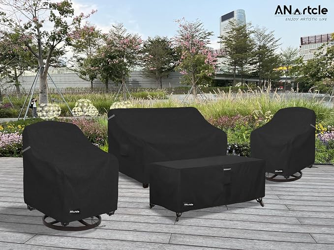 ANartcle Swivel Patio Chair Cover 4 Pack,600D Waterproof Heavy Duty Outdoor Chair Cover(30 W x 34 D x 36 H inches),Patio Furniture Covers,Outdoor Furniture Covers Waterproof,Black - Image 9