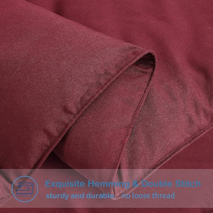 EASELAND Oversized King Down Alternative Comforter - Quilted Duvet Insert for All Seasons, Soft Lightweight with Corner Tabs, Summer Winter Warm Bedding, Burgundy 98x116 Inches