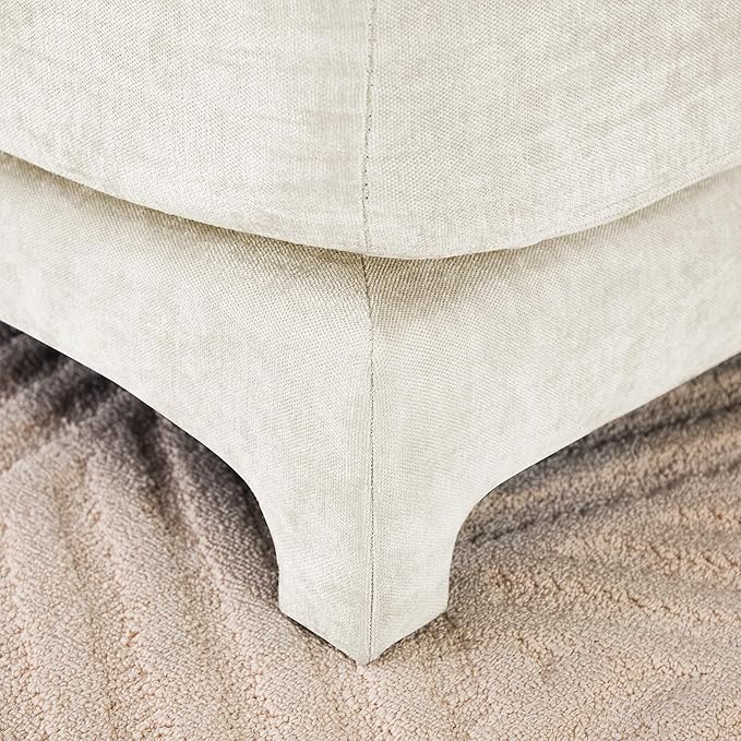 Ball & Cast 105.9” Modular Sectional Sofa, Comfy Cloud Couch with Lumbar Pillows and Ottoman,Deep Seat Chenille U Shaped Modular Sofa, Sectional Couches for Living Room, Bedroom and Apartment, Beige